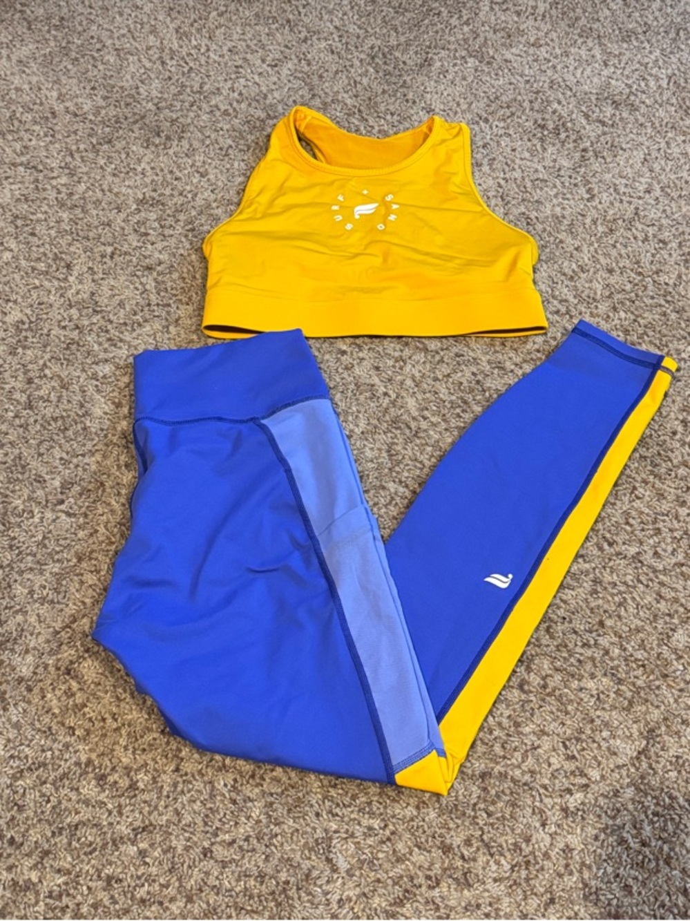Fabletics Blue and Yellow PowerHold Active Set